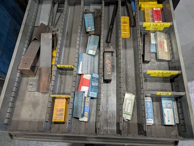 Assorted Mill & Lathe Tooling W/ 12-Drawer Modular Cabinet