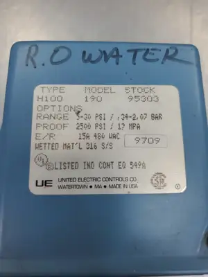 USED United Electric Controls H100-190 Pressure Control Unit, 15A, 480VAC