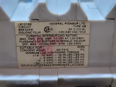 Used FEDERAL PIONEER NB215 Switchgears British Columbia CA | Lenmark #1438541