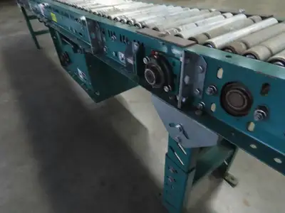 14' x 10" Live Roller Bed S-Curve Conveyor V-Belt Drive Adj Height *NO MOTOR*
