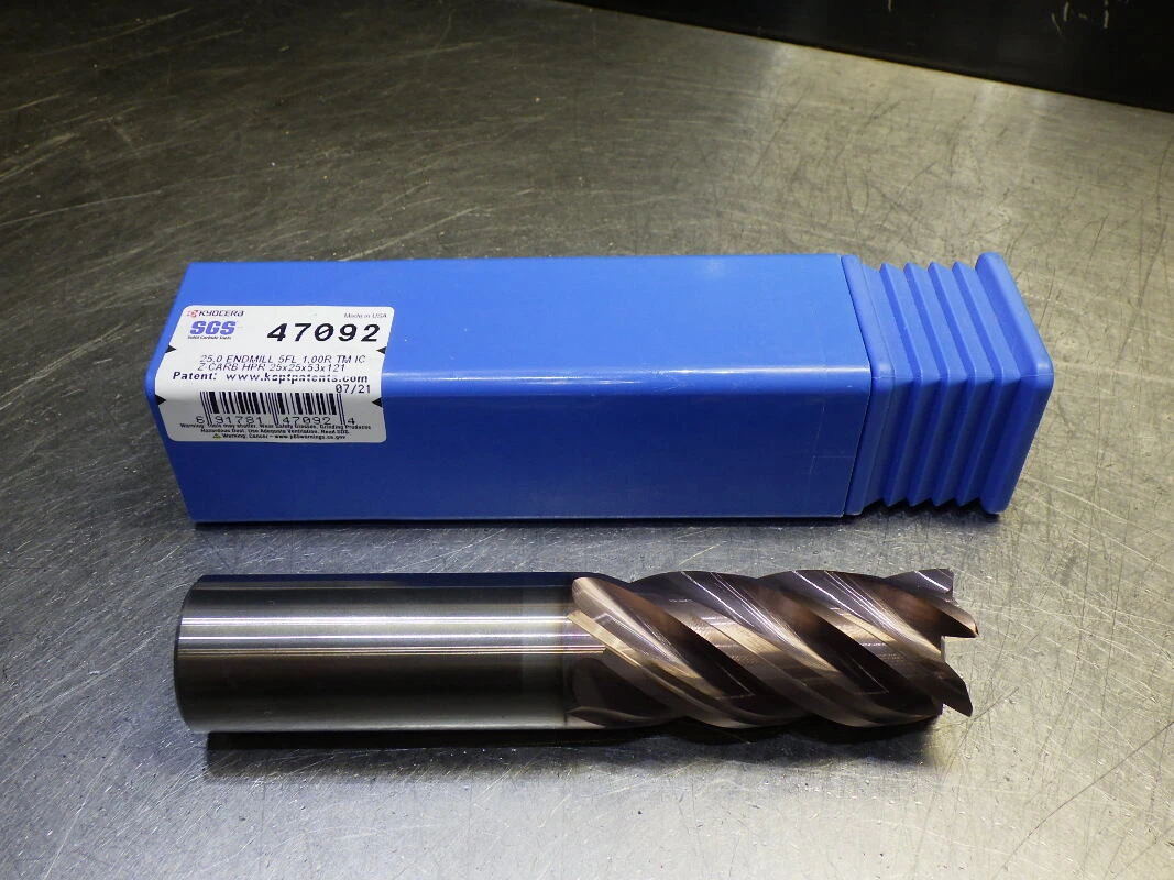 Kyocera / SGS 25mm 5 Flute Coolant Thru Carbide Cr Endmill 1mm R 47092 (LOC2903C)
