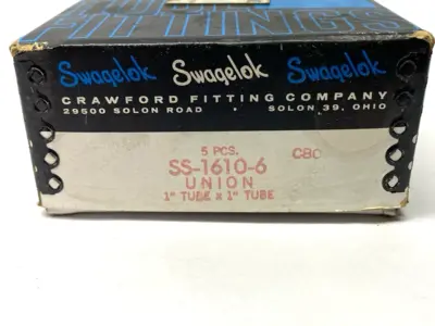 USED SWAGELOK STAINLESS STEEL UNION 1" TUBE X 1" TUBE PACKAGE OF 5