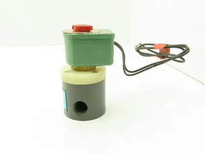 Plast-o-matic EUC3B4G6 Solenoid Valve PVC 3/8" NPT 40 PSI 120V Coil