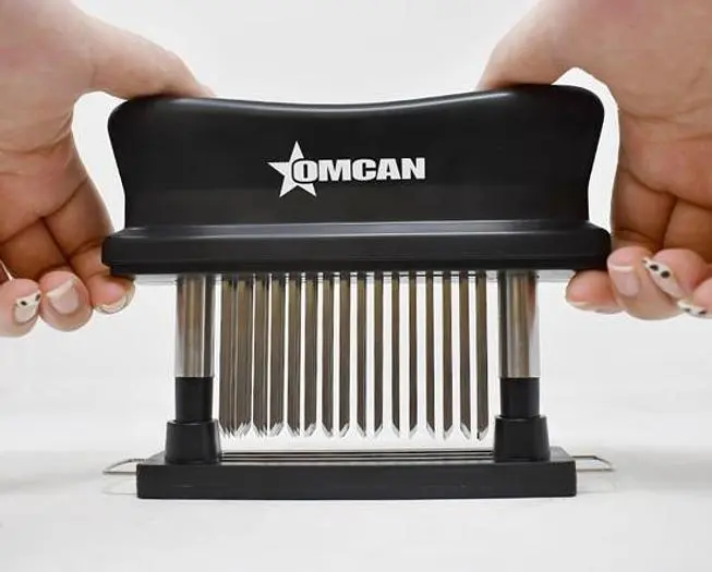 Stainless Steel Manual Meat Tenderizer with 48 Needles (Black)