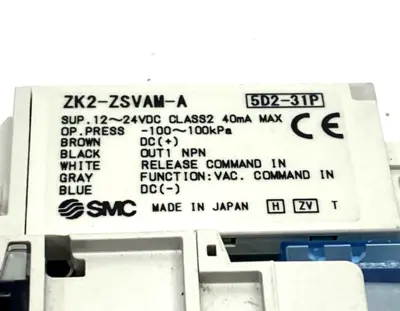 ZK2-ZSVAM-A, ZK2A07K5CL3A-08-BJ | SMC ZK2A07K5CL3A-08-BJ Vacuum Generator ZK2-ZSVAM-A Pressure Switch - Used