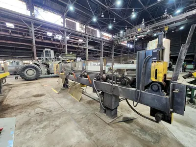 5" AMD MODEL #530-2230 AUTOMATIC HYDRAULIC BAR & BILLET SHEAR WITH 20' AUTO FEED: YOBRO #24104