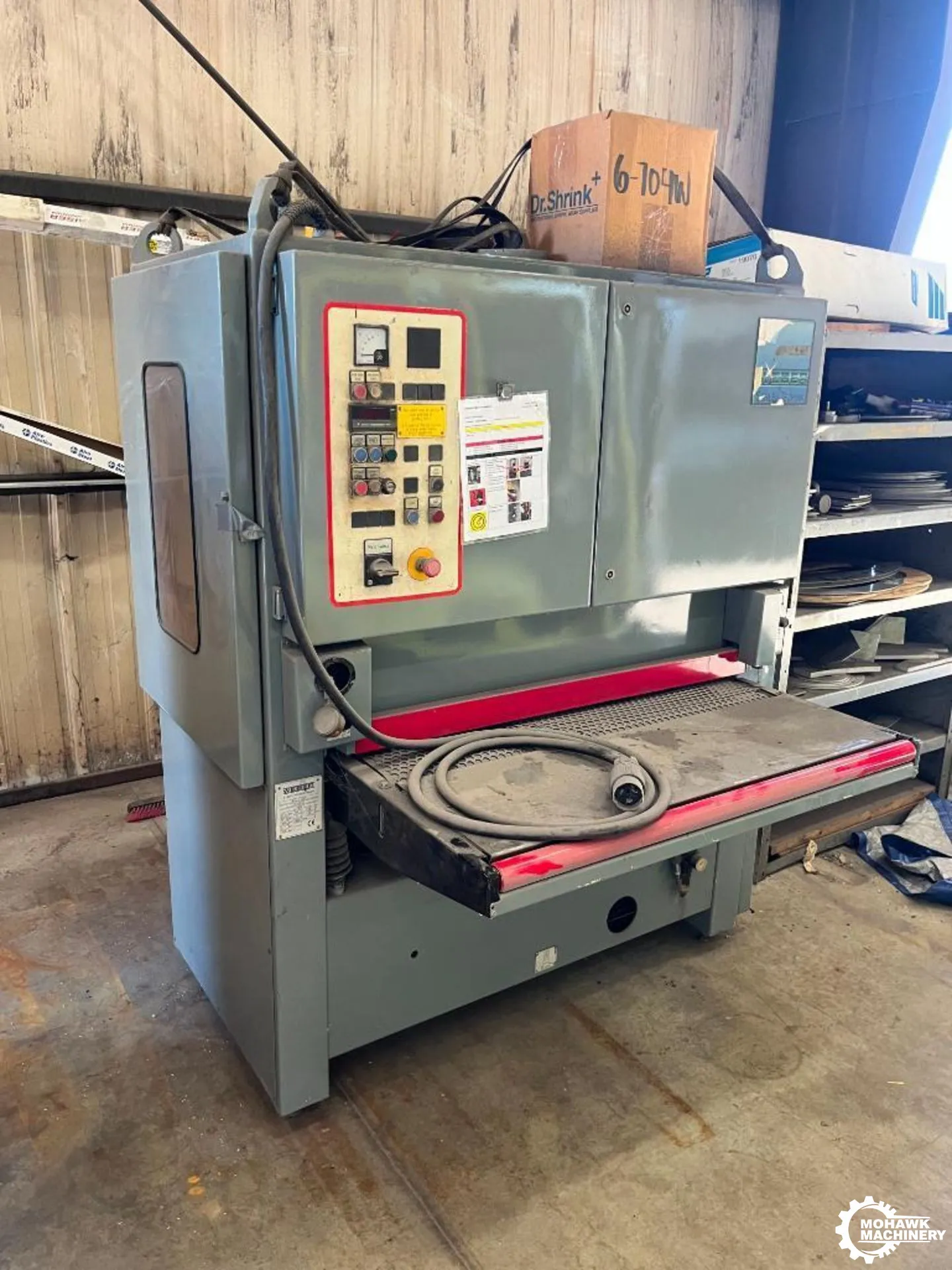 42" WEBER "BLC-1-2000" ABRASIVE BELT SANDER GRINDER w/VARI-SPEED TABLE FEED - POWER TABLE ELEVATION - DRO