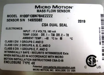 NEW Micro Motion H100 F138N7BAEZZZZ