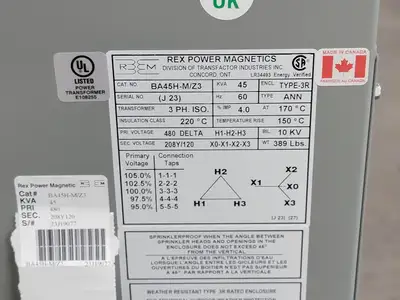 NEW REX POWER MAGNETICS BA45H-M/Z3