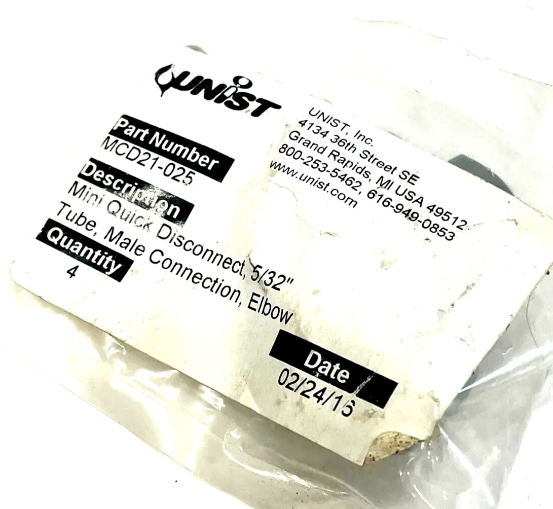 NEW QUNIST MCD21-025 MINI QUICK DISCONNECT 5/32" MALE CONNECTION, ELBOW MCD21025