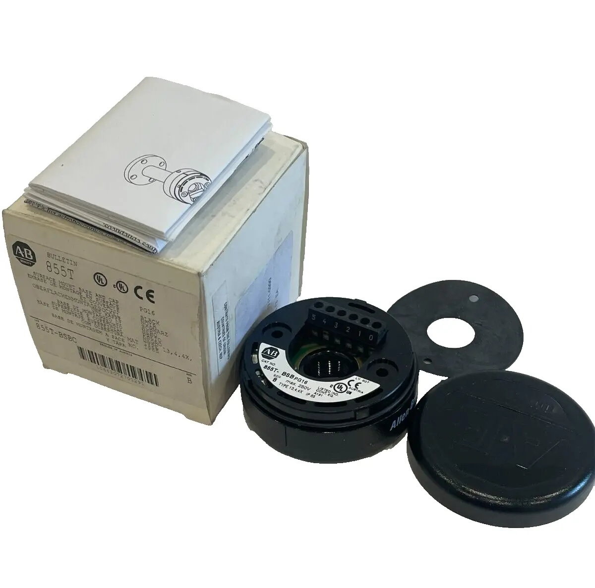 ALLEN BRADLEY 855T-BSBC MOUNTING BASE AND CAP 855TBSBC NEW, SURPLUS