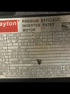 USED DAYTON ELECTRIC 2MXV3