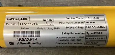Used ALLEN BRADLEY 440L T4K1440YD Light Curtains & Grids South Carolina US | Palmetto Automation #1159080