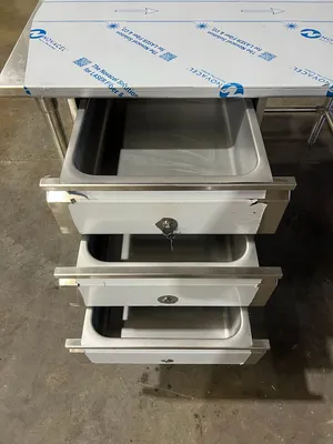 New | in-Stock John Boos New John Boos 96"x36" Stainless Steel Table with 3 Drawers Food Prep Tables Illinois US | Falcon Restaurant Supply #1375045