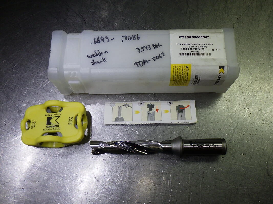 Kennametal .670" Coolant Thru 5xD Drill 3/4" Shank KTFS0670R05SCF075 (LOC1285B)