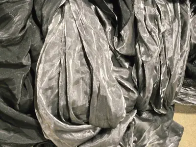 Lot of (3) Crystalene Fabric Stage Curtains (black/silver)
