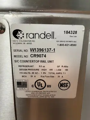 Used Randell Used Randell CR9074-290 Refrigerated Countertop Condiment Prep Table 74"W 120V Food Prep Tables Illinois US | Falcon Restaurant Supply #1376411
