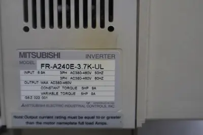 MITSUBISHI FR-A240E-3.7K-UL,AC DRIVE 5 HP 3.7 KW DRIVE STOCK 528-B
