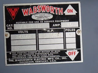 Used WADSWORTH ELECTRIC 8763N Disconnects Ohio US | HGR 24 #785464
