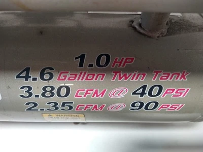 GMC 4610 4.6 Gallon Tank 1 HP Twin Tank Ultra Quiet Air Compressor 115 PSI