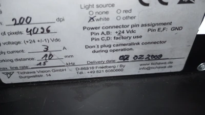 USED TICHAWA VISION INSPECTION CAMERA