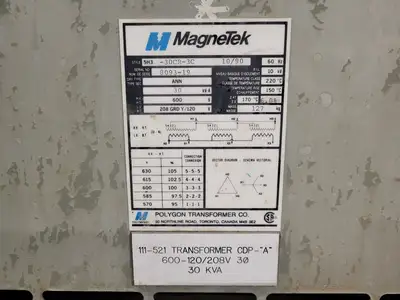 Used MAGNETEK 5H3-30CR-3C Transformers British Columbia CA | Lenmark #265673