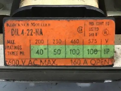 USED KLOCKNER MOELLER DIL 4-22-NA