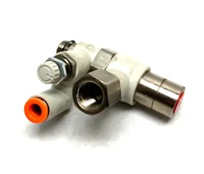 USED SMC SPEED CONTROL W/ CHECK VALVE 1/4" TUBE TO 1/4" THREAD