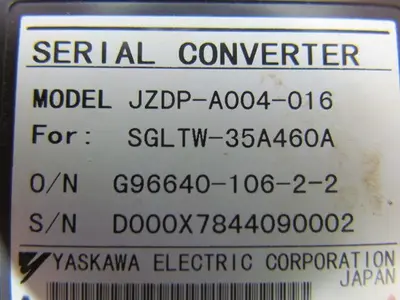 Yaskawa Electric JZDP-A004-016 Serial Converter For SGLTW-35A460A