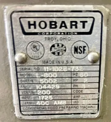 Used 2009 HOBART L800 Planetary Mixers Ohio US | Palm Beach Restaurant Equipment, LLC #1421280