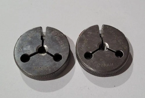 Set of 1/4-20 NS GO & NO GO Set Thread Ring Gage P.D. .2135 and .2099 Gages