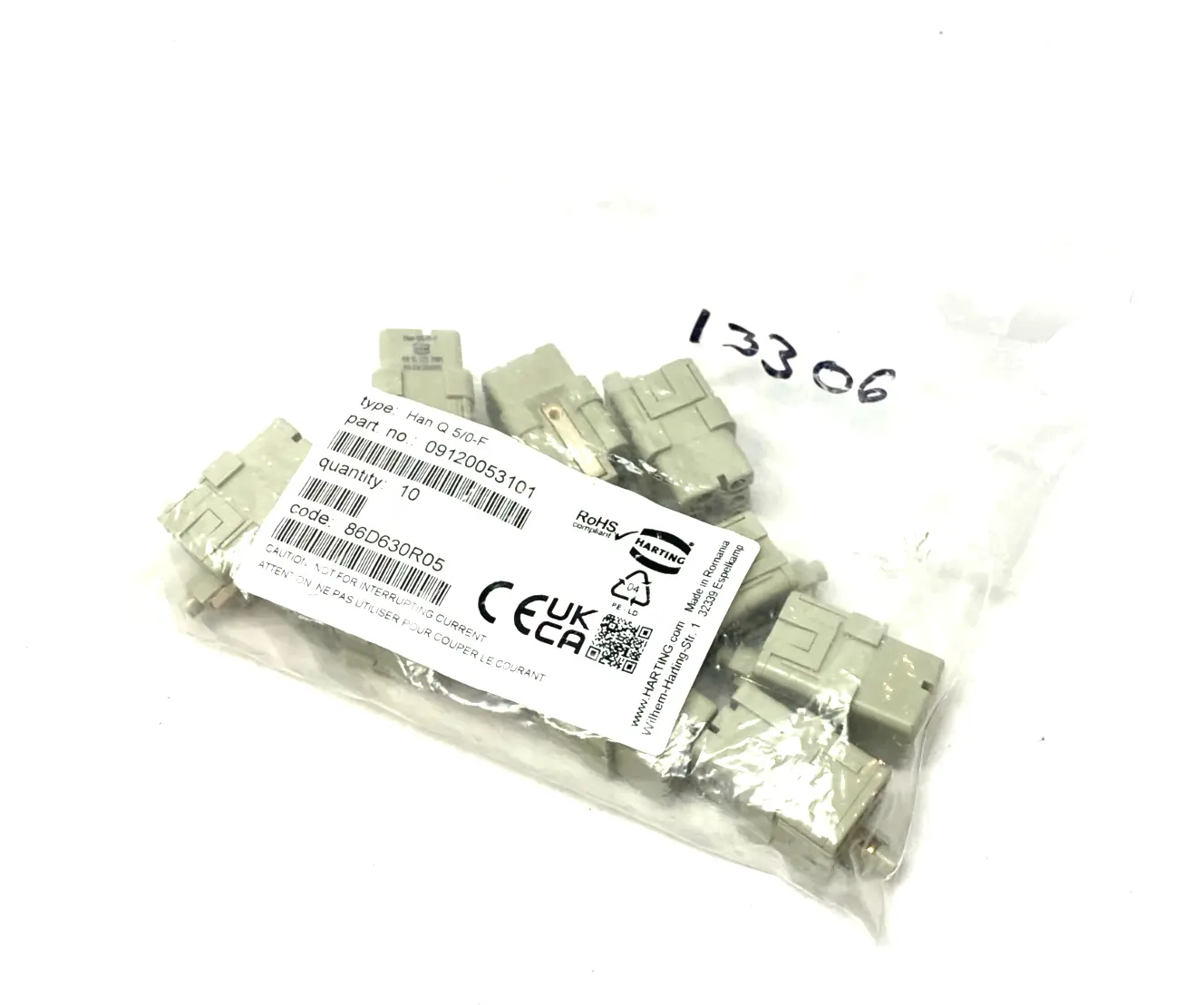 NEW HARTING FEMALE CRIMP INSERT HAN Q 5/0