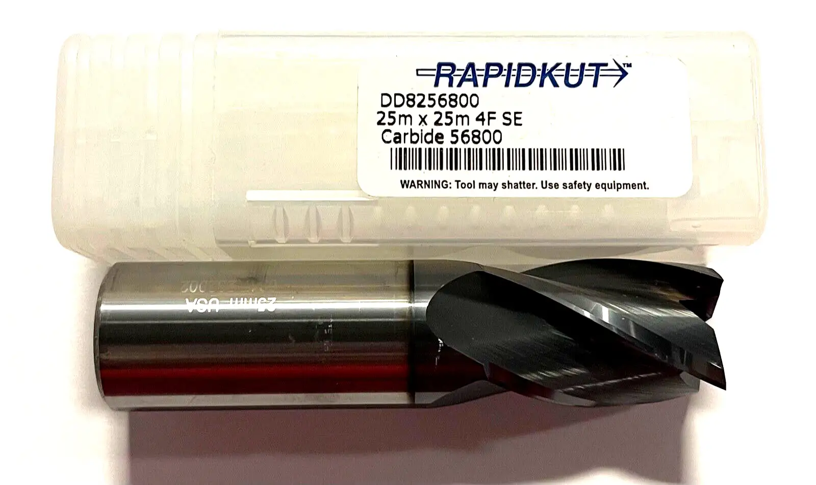RapidKut 25mm Carbide End Mill AlTiN Coated 4 Flute 30Â° Helix USA Made