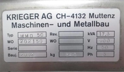 Used KRIEGER _UNKNOWN_ Homogenizers Connecticut US | DMC Industries #1288765