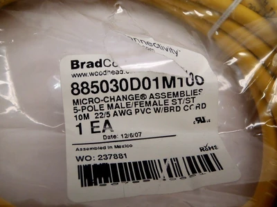 USED BRAD CONNECTIVITY MICRO-CHANGE 5/POLE 10M 22/5 AWG CORDSET