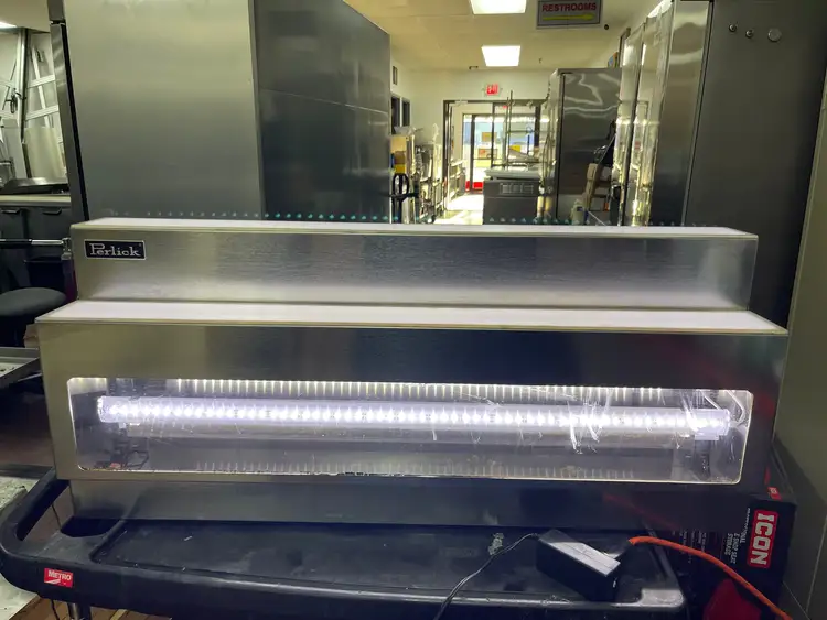 Used Perlick Used 36" Perlick LMDS2-36L 2 Tier White Led Lighted Liquor Bottle Display 120V - 2 Bar Equipment Illinois US | Falcon Restaurant Supply #1375678