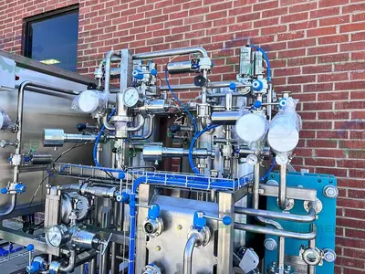 NEW CENTEC EMULSIFICATION SKID 10 GPM W/ 2 - 200L TANKS, FRISTAM FSP POWDER MIXER