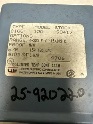 New | in-Stock UNITED ELECTRIC CONTROLS C100-120 Miscellaneous Equipment (Electrical & Power) Ohio US | Surplus Asset Holdings #1242014