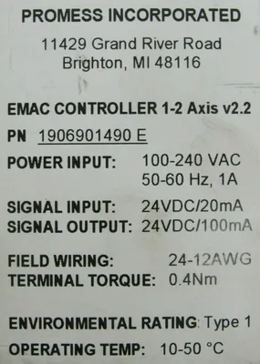 USED PROMESS 1906901490E EMAC CONTROLLER