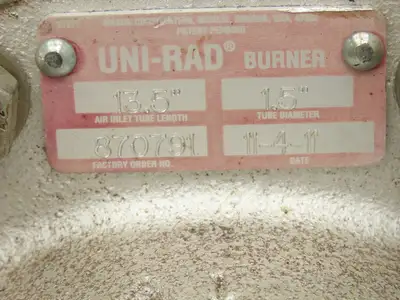 Maxon Uni-Rad Gas Fired Industrial Radiant Tube Burner 1.5"x 13.5" Tube