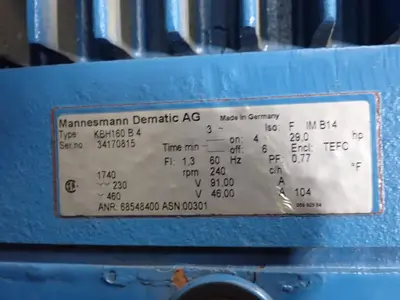 Mannesman Dematics Ag 29 Hp Electric Motor