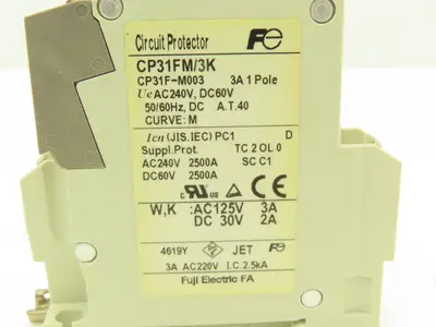 Fuji CP31FM/3K 1-Pole Circuit Protector 3A M Curve 240VAC/60VDC Lot of 4