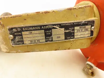 H.D. Baumann 32-24 331 Diaphragm Control Valve 1/2" Threaded 250 Bronze 5-15 PSI