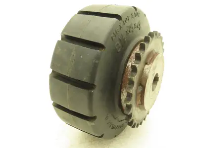 Solid Rubber Tire Lift 8-1/2"x 4" x 4" Chain Drive #50-28T Sprocket 1-1/8" Bore