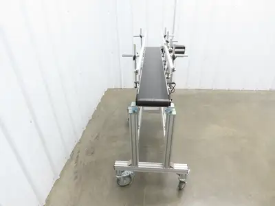 QC Industries 48"L Portable Flat Conveyor 150mm Belt 115V Variable Speed 42FPM