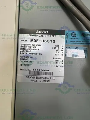 USED SANYO MDF-U5312 TWO DOOR BIOMEDICAL -30°C FREEZER 18 CU. FT.  115V