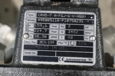 GRUNDFOS CRN5-7 A-FGJ-G-V-HQQV STOCK HP137