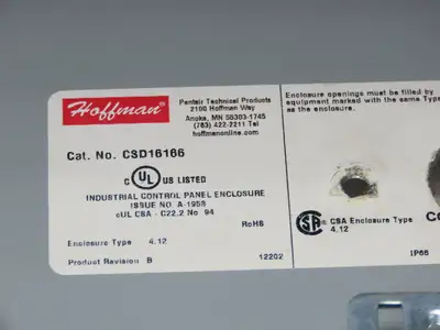 Hoffman CSD16166 Electrical Enclosure 16x16x6" Pushbuttons
