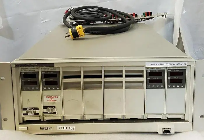 HEWLETT PACKARD 66000A MAIN FRAME WITH HP66105A, HP66101A, 2) HP66104A, 4) 16A