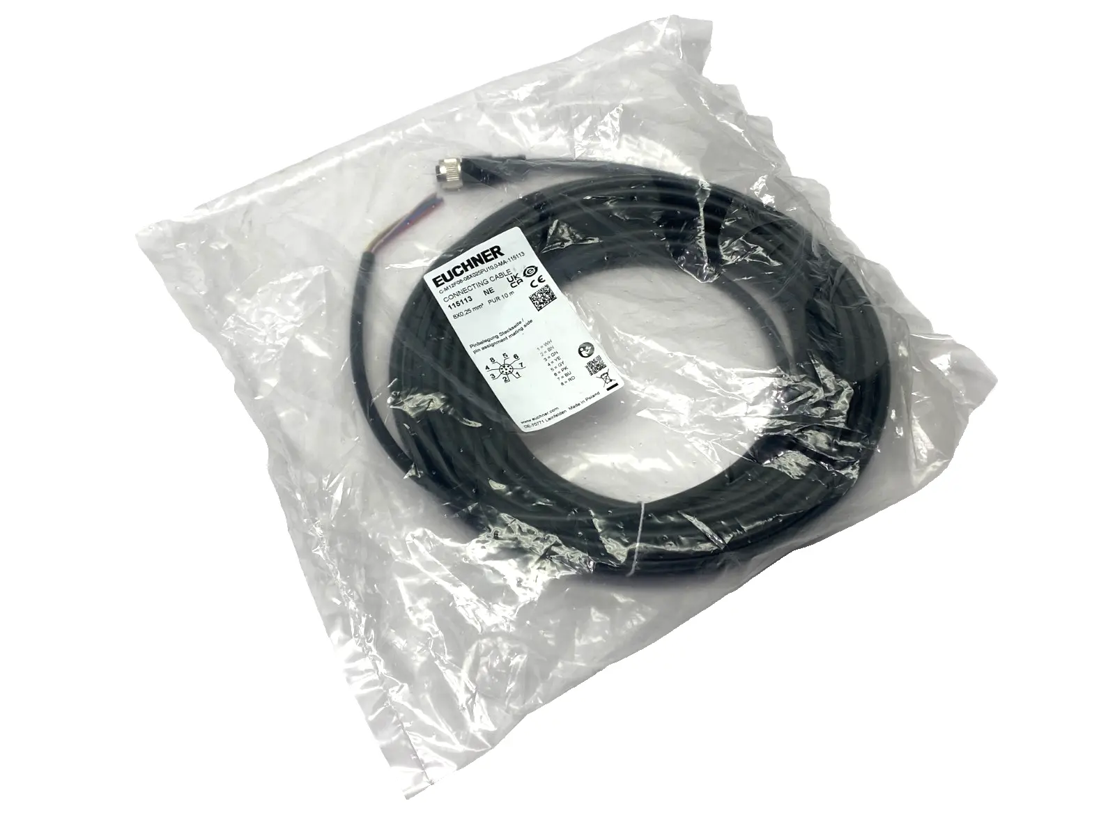 New | in-Stock Euchner Connector Cable 8-Pin M12 F 10m 115113 Cable & Wire Michigan US | Maverick Industrial Sales #1391305